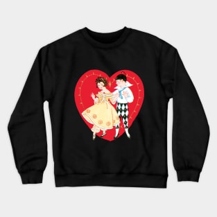 Vintage Valentine's Day Heart and Harlequin Crewneck Sweatshirt